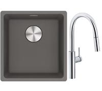 Set mitigeur de cuisine Franke Pescara L Slide-In 115.0538.940, évier en granit Franke Maris 125.0687.250