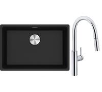 Set mitigeur de cuisine Franke Pescara L Slide-In 115.0538.940, évier en granit Franke Maris 125.0687.257