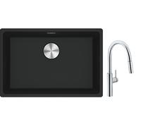 Set mitigeur de cuisine Franke Pescara L Slide-In 115.0538.940, évier en granit Franke Maris 125.0687.256