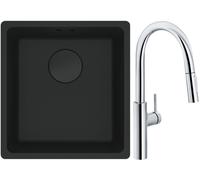 Set mitigeur de cuisine Franke Pescara L Slide-In 115.0538.940, évier en granit Franke Maris 125.0697.760