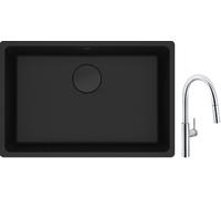 Set mitigeur de cuisine Franke Pescara L Slide-In 115.0538.940, évier en granit Franke Maris 125.0697.758