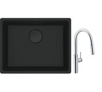 Set mitigeur de cuisine Franke Pescara L Slide-In 115.0538.940, évier en granit Franke Maris 125.0697.759