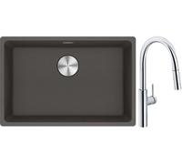 Set mitigeur de cuisine Franke Pescara L Slide-In 115.0538.940, évier en granit Franke Maris 125.0716.376