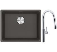 Set mitigeur de cuisine Franke Pescara L Slide-In 115.0538.940, évier en granit Franke Maris 125.0716.375