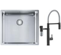 Set mitigeur de cuisine Franke Vital Semi-Pro 120.0621.313, évier en acier inoxydable Franke Box 127.0453.655