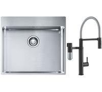 Set mitigeur de cuisine Franke Vital Semi-Pro 120.0621.313, évier en acier inoxydable Franke Box 127.0369.295