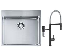 Set mitigeur de cuisine Franke Vital Semi-Pro 120.0621.313, évier en acier inoxydable Franke Box 127.0369.295