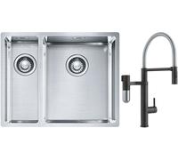 Set mitigeur de cuisine Franke Vital Semi-Pro 120.0621.313, évier en acier inoxydable Franke Box 127.0369.916