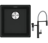 Set mitigeur de cuisine Franke Vital Semi-Pro 120.0621.313, évier en granit Franke Maris 125.0687.248