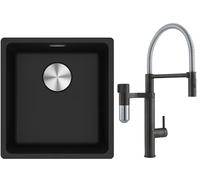 Set mitigeur de cuisine Franke Vital Semi-Pro 120.0621.313, évier en granit Franke Maris 125.0687.249