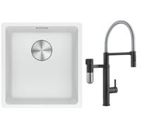 Set mitigeur de cuisine Franke Vital Semi-Pro 120.0621.313, évier en granit Franke Maris 125.0687.251