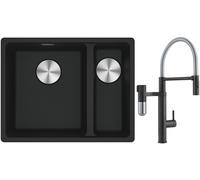 Set mitigeur de cuisine Franke Vital Semi-Pro 120.0621.313, évier en granit Franke Maris 125.0687.264