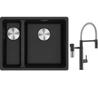 Set mitigeur de cuisine Franke Vital Semi-Pro 120.0621.313, évier en granit Franke Maris 125.0687.269