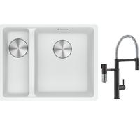 Set mitigeur de cuisine Franke Vital Semi-Pro 120.0621.313, évier en granit Franke Maris 125.0687.271