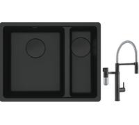 Set mitigeur de cuisine Franke Vital Semi-Pro 120.0621.313, évier en granit Franke Maris 125.0697.755
