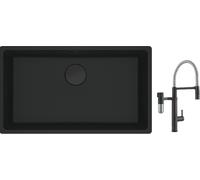 Set mitigeur de cuisine Franke Vital Semi-Pro 120.0621.313, évier en granit Franke Maris 125.0697.757