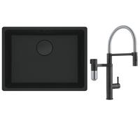 Set mitigeur de cuisine Franke Vital Semi-Pro 120.0621.313, évier en granit Franke Maris 125.0697.759