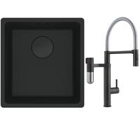 Set mitigeur de cuisine Franke Vital Semi-Pro 120.0621.313, évier en granit Franke Maris 125.0697.760