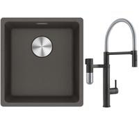 Set mitigeur de cuisine Franke Vital Semi-Pro 120.0621.313, évier en granit Franke Maris 125.0716.374
