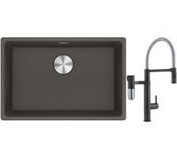 Set mitigeur de cuisine Franke Vital Semi-Pro 120.0621.313, évier en granit Franke Maris 125.0716.376