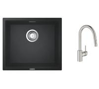 Set mitigeur de cuisine Grohe Concetto 31483DC2, évier en granit Grohe K700 31653AP0