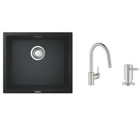 Set mitigeur de cuisine Grohe Concetto 31483DC2, évier en granit Grohe K700 31653AP0, 40535DC0