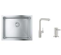 Set mitigeur de cuisine Grohe Essence 30270DC0, évier en acier inoxydable Grohe K700 31574SD1, 40535DC0