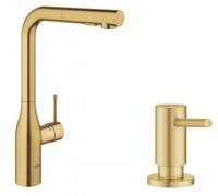 Set mitigeur de cuisine Grohe Essence 30270GN0, distributeur de savon Grohe Cosmopolitan 40535GN0
