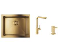 Set mitigeur de cuisine Grohe Essence 30270GN0, évier en acier inoxydable Grohe K700 31574GN1, 40535GN0