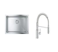 Set mitigeur de cuisine Grohe Get 30361000, évier en acier inoxydable Grohe K700 31574SD1