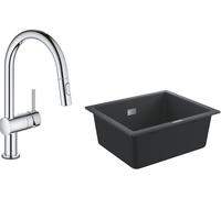 Set mitigeur de cuisine Grohe Minta 31358002, évier en granit Grohe K700 31654AP0
