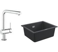 Set mitigeur de cuisine Grohe Minta 31360001, évier en granit Grohe K700 31654AP0