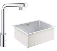Set mitigeur de cuisine Grohe Minta 31613000, évier en acier inoxydable Grohe K700 31574SD1