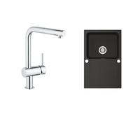 Set mitigeur de cuisine Grohe Minta 32168000, évier Tectonite Franke Orion 114.0286.447