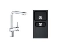 Set mitigeur de cuisine Grohe Minta 32168000, évier Tectonite Franke Orion 114.0286.461