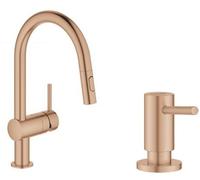 Set mitigeur de cuisine Grohe Minta 32321DL2, distributeur de savon Grohe Cosmopolitan 40535DL0