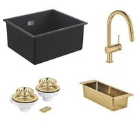 Set mitigeur de cuisine Grohe Minta 32321GN2, évier en granit Grohe K700 31653AP0, 40852GN0, 40997GN0
