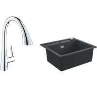Set mitigeur de cuisine Grohe Zedra 32294002, évier en granit Grohe K700 31651AP0