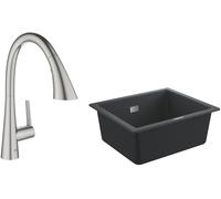 Set mitigeur de cuisine Grohe Zedra 32294DC2, évier en granit Grohe K700 31654AP0