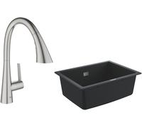 Set mitigeur de cuisine Grohe Zedra 32294DC2, évier en granit Grohe K700 31655AP0