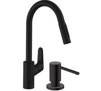 Set mitigeur de cuisine Hansgrohe Focus 31815670, distributeur de savon Hansgrohe A41 40438670