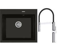 Set mitigeur de cuisine Oltens Borga 35207100, évier en granit Oltens Gravan 72000300