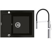 Set mitigeur de cuisine Oltens Borga 35207100, évier en granit Oltens Gravan 72102300