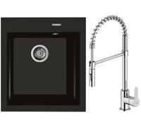 Set mitigeur de cuisine Oltens Duf 35203100, évier en granit Oltens Gravan 72001300