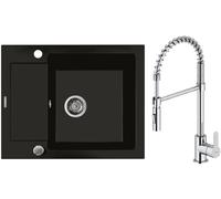 Set mitigeur de cuisine Oltens Duf 35203100, évier en granit Oltens Gravan 72102300