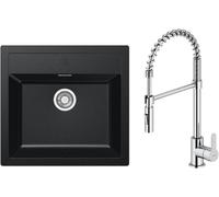 Set mitigeur de cuisine Oltens Duf 35203100, évier Tectonite Franke Sirius 114.0205.049