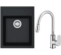 Set mitigeur de cuisine Oltens Lista 35202100, évier Tectonite Franke Sirius 114.0496.104