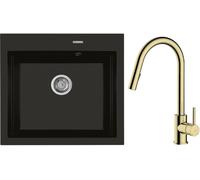 Set mitigeur de cuisine Oltens Litla 35204800, évier en granit Oltens Gravan 72000300