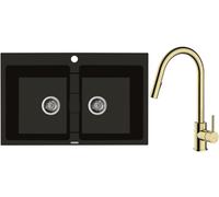 Set mitigeur de cuisine Oltens Litla 35204800, évier en granit Oltens Gravan 72400300