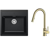 Set mitigeur de cuisine Oltens Litla 35204800, évier Tectonite Franke Sirius 114.0205.049